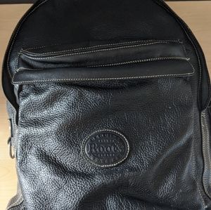 Roots Black Leather Prince Backpack